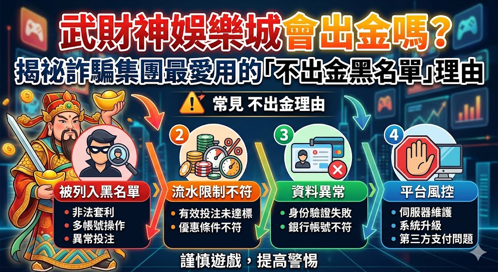 武財神娛樂城會出金嗎？揭祕詐騙集團最愛用的「不出金黑名單」理由